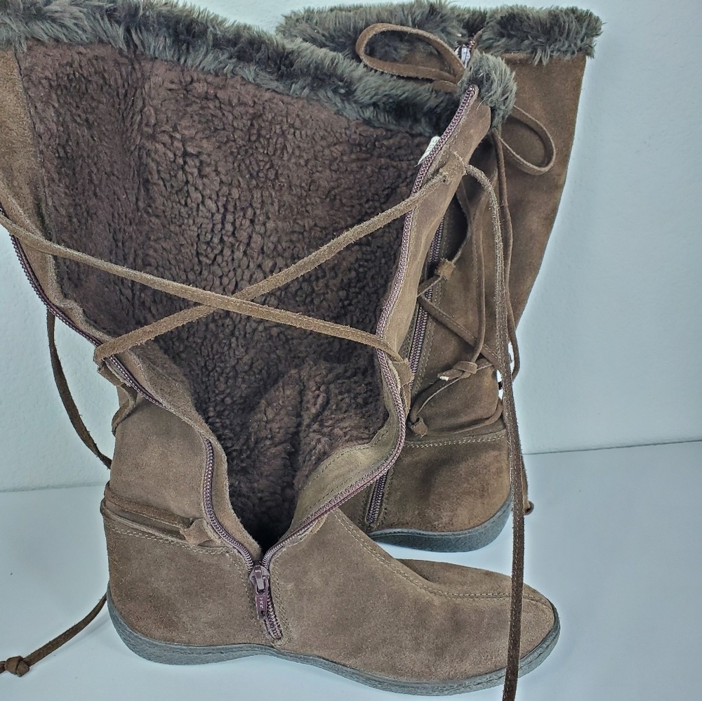 Banana Republic Suede Sherpa Lace Zipper Boots - Picture 6 of 8